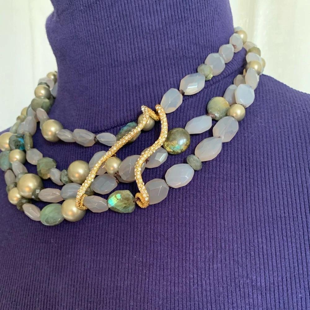 ALEXIS BITTAR • Iconic NEW Maldivian Gemstone Cluster Hand Knotted Necklace